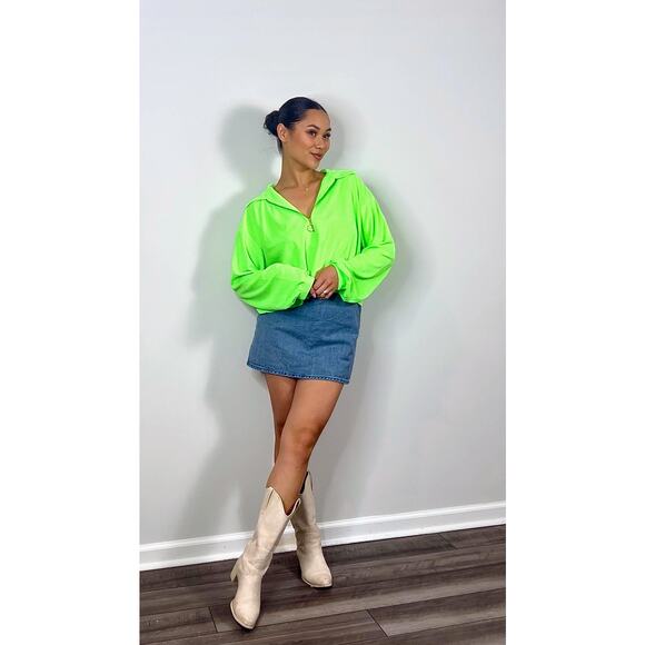 Show Me Your Mumu Spano Pullover Sweatshirt Top Neon Large